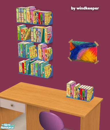Sims 2 — Wall bookshelf - blue by Windkeeper — Bright recolor of Wall bookshelf 1 from this set, requires that file to