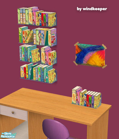 Sims 2 — Wall bookshelf - kids books by Windkeeper — Recolor of Wall bookshelf 1 from this set, requires that file to