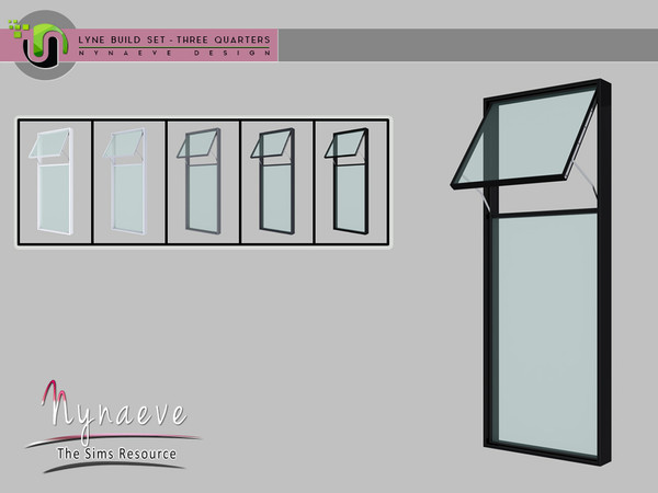 Sims 4 — Lyne Build Set IV - Three Quarters Window - 1x1 Open by NynaeveDesign — Lyne Build Set IV - Three Quarters