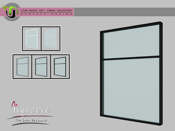 Sims 4 — Lyne Build Set IV - Three Quarters Window - 2x1 Closed by NynaeveDesign — Lyne Build Set IV - Three Quarters