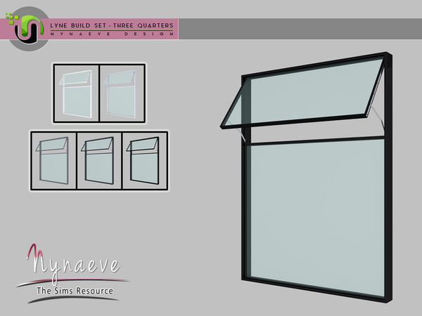 Sims 4 — Lyne Build Set IV - Three Quarters Window - 2x1 Open by NynaeveDesign — Lyne Build Set IV - Three Quarters