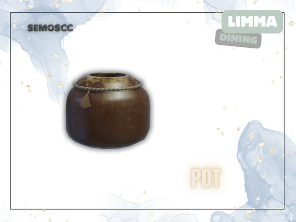 Sims 4 — [SCC] Limma Pot by semoscc — Dining set of a long table, medium table, chair, rug and deco pot