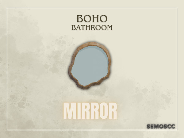 Sims 4 — [SCC] Boho Mirror Wall by semoscc — Bathroom set of Wooden Countertop and Stone Sink