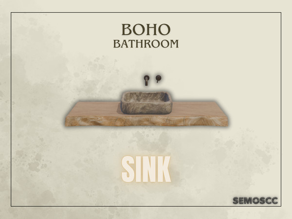 Sims 4 — [SCC] Boho Sink by semoscc — Bathroom set of Wooden Countertop and Stone Sink