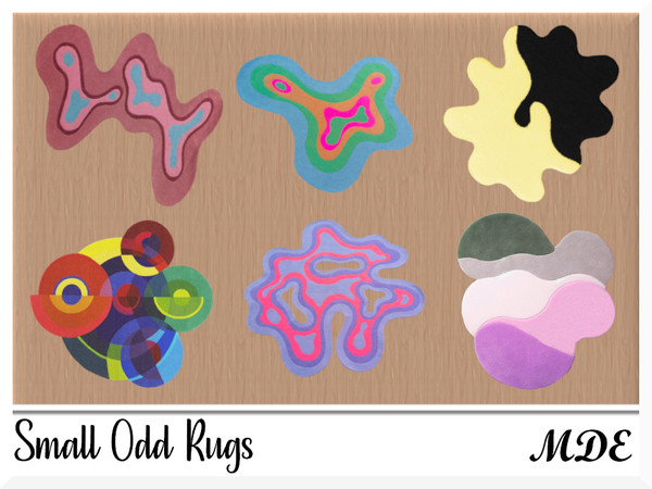 Sims 4 — Small Odd Rugs by MDE — Small Odd rugs merge the realms of colorful abstraction and practical design, resulting