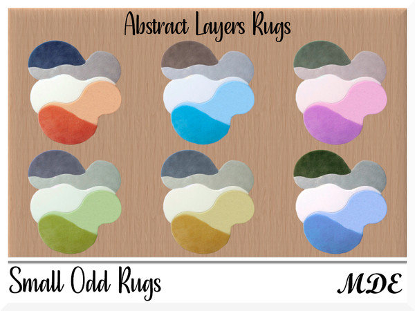 Sims 4 — MDE-Small Odd Rugs_Abstract Layers by MDE — Small Odd rugs merge the realms of colorful abstraction and