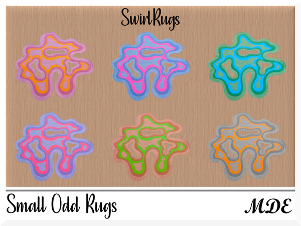 Sims 4 — MDE-Small Odd Rugs_Swirl by MDE — Small Odd rugs merge the realms of colorful abstraction and practical design,