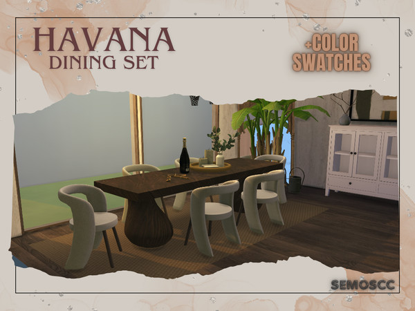 Sims 4 — Havana Dining Set by semoscc — Dining Set with -long- dining table