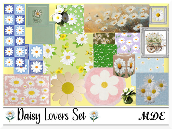 Sims 4 — Daisy Lovers Set - Part I by MDE — I have created this set for the daisy lovers, there are several items, please