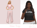 Sims 4 — Sior Top by Dissia — Short sleeves crop tshirt with rhinestones simlish "SIOR" print