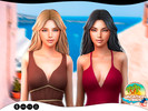 Sims 4 — Vacation Vibes - Ballena - Hairstyle by AurumMusik — Maxis match middle parted long wavy pushed back hair in 24
