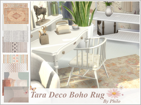 Sims 4 — Philo_ TaraDecoSet_Boho Rug by philo — The objects that make up this decorative set aim to give your interiors a