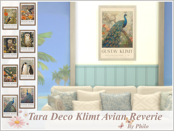 Sims 4 — Philo_TaraDecoSet_Klimt Avian Reverie by philo — The objects that make up this decorative set aim to give your