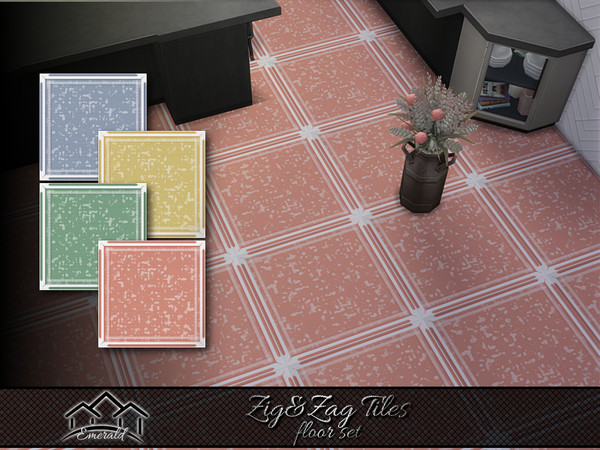 Sims 4 — Zig&Zag Tiles floor set by Emerald — Zigzag ceramic tiles are perfect for any residential kitchen, bathroom