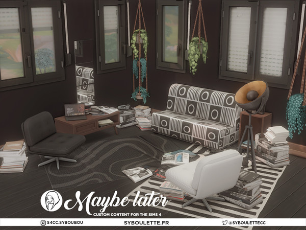 Sims 4 — Maybe Later - Side table with books by Syboubou — Maybe Later is a cc set designed to capture the charm of