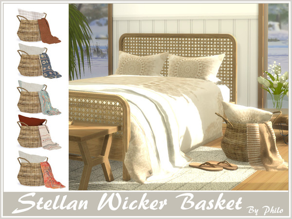Sims 4 — Stellan Wicker Basket by philo — Boho Wicker Basket 6 Swatches