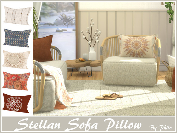 Sims 4 — Stellan Sofa Pillow by philo — Lovely sofa pillow ideal for boho interior. 8 Swatches