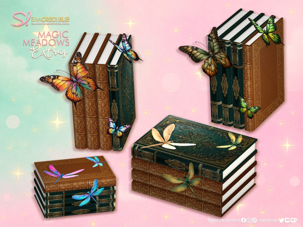Sims 4 — Magic Meadows Books with dragonflies by SIMcredible! — While decorating our Magic Meadows Fairy set, we missed