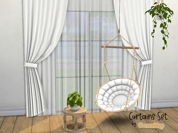 Sims 4 — Curtains Set Part 1 by Comiko — Part 1 - Curtains Set is base game compatible and consist of 7 items - Curtains