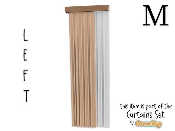 Sims 4 — Comiko - Curtain Ceiling M Left by Comiko — Part 1 - Curtains Set is base game compatible and consist of 7 items
