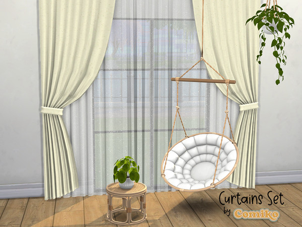 Sims 4 — Curtains Set Part2 by Comiko — Part 2 - Curtains Set is base game compatible and consist of 7 items - Curtains