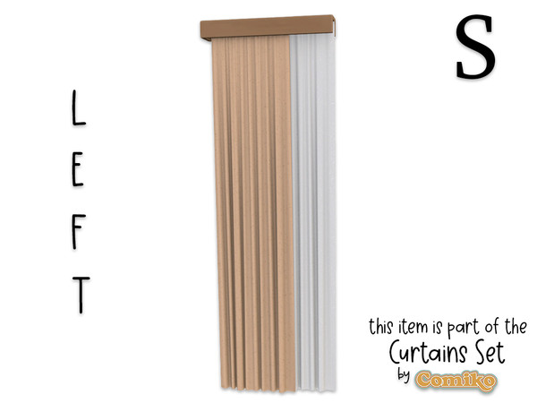 Sims 4 — Comiko - Curtain Ceiling S Left by Comiko — Part 2 - Curtains Set is base game compatible and consist of 7 items