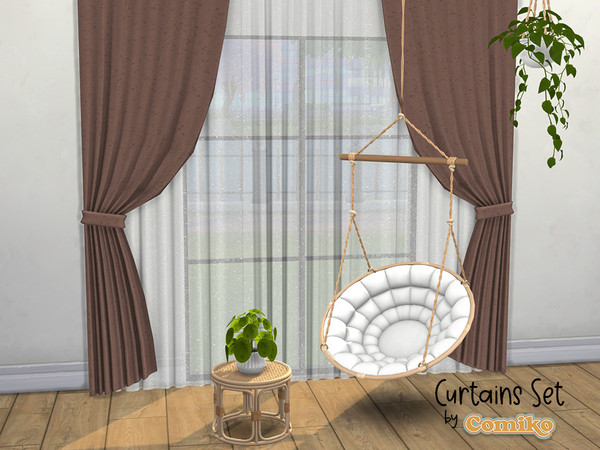 Sims 4 — Curtains Set Part 3 by Comiko — Part 3 - Curtains Set is base game compatible and consist of 7 items - Curtains