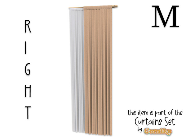 Sims 4 — Comiko Curtain Metal M Right by Comiko — Part 3 - Curtains Set is base game compatible and consist of 7 items -