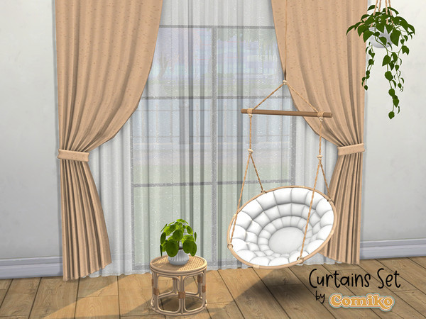 Sims 4 — Curtains Set Part 4 by Comiko — Part 4 - Curtains Set is base game compatible and consist of 7 items - Curtains