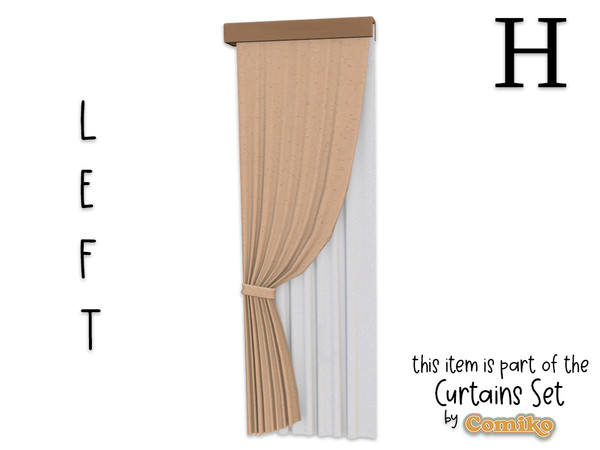 Sims 4 — Comiko  Curtain Folded Ceiling H Left by Comiko — Part 4 - Curtains Set is base game compatible and consist of 7