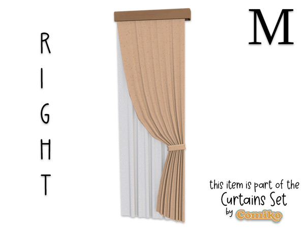 Sims 4 — Comiko  Curtain Folded Ceiling M Right by Comiko — Part 4 - Curtains Set is base game compatible and consist of