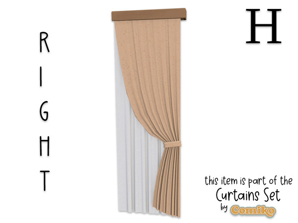 Sims 4 — Comiko  Curtain Folded Ceiling H Right by Comiko — Part 4 - Curtains Set is base game compatible and consist of