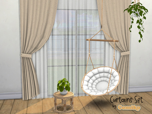 Sims 4 — Curtains Part 5 by Comiko — Part 5 - Curtains Set is base game compatible and consist of 7 items - Curtains