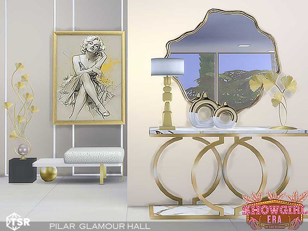 Sims 4 — Glamour Hall by Pilar — A small, elegant corner in two colors, gold and silver