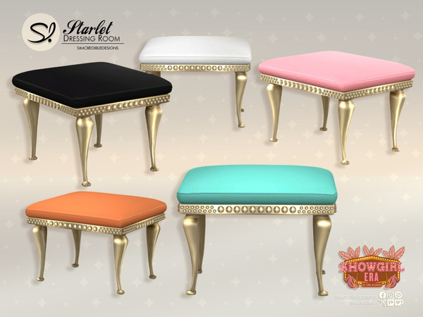 Sims 4 — Starlet Dressing Room - Stool by SIMcredible! — Give your showgirl the glamorous space she deserves to feel