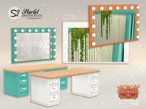Sims 4 — Starlet Dressing Room Wall Mirror - Base Game by SIMcredible! — Give your showgirl the glamorous space she