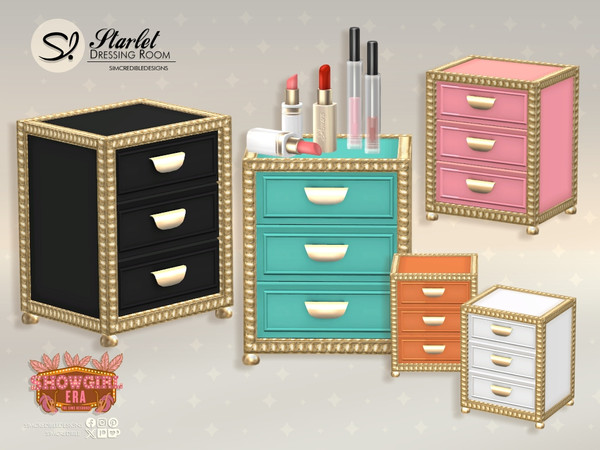 Sims 4 — Starlet Dressing Room Drawers by SIMcredible! — Give your showgirl the glamorous space she deserves to feel