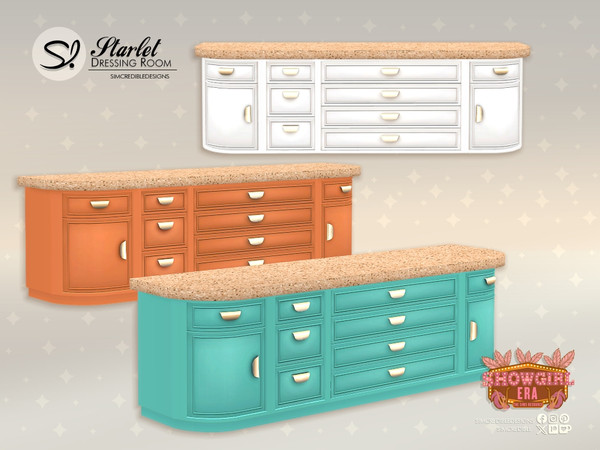 Sims 4 — Starlet Dressing Room - Sideboard by SIMcredible! — Give your showgirl the glamorous space she deserves to feel