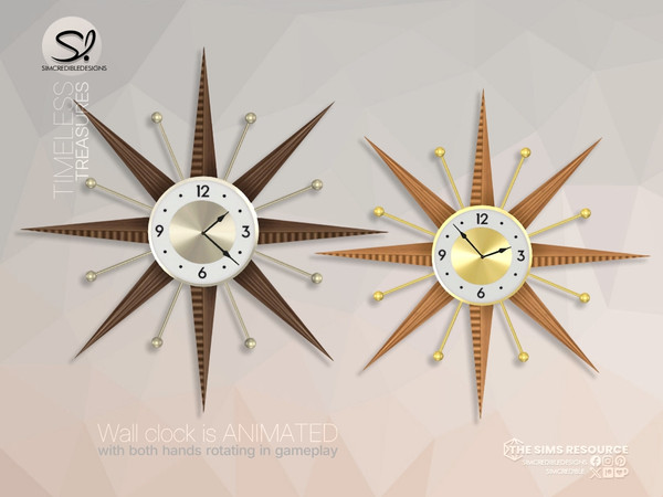 Sims 4 — Timeless Treasures Wall Clock by SIMcredible! — Here are some addons to retro lovers! All these pieces were