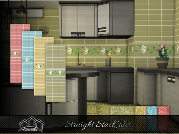 Sims 4 — Straight Stack Tiles by Emerald — Enhance your home with high quality stacked tiles to create a stylish look.