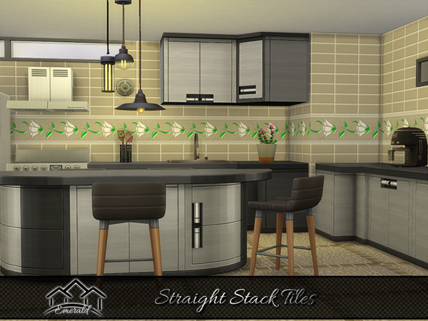 Sims 4 — Straight Stack Tiles 2 by Emerald — Enhance your home with high quality stacked tiles to create a stylish look.