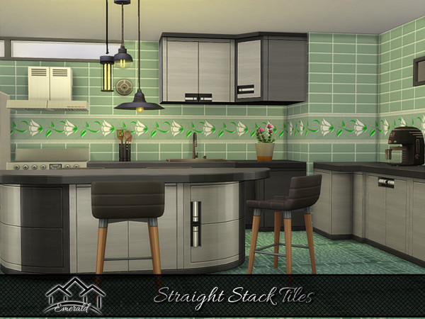 Sims 4 — Straight Stack Tiles 3 by Emerald — Enhance your home with high quality stacked tiles to create a stylish look.