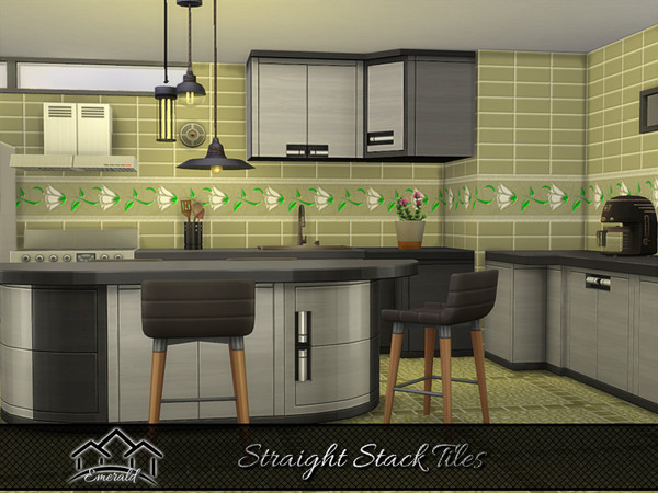 Sims 4 — Straight Stack Tiles 4 by Emerald — Enhance your home with high quality stacked tiles to create a stylish look.