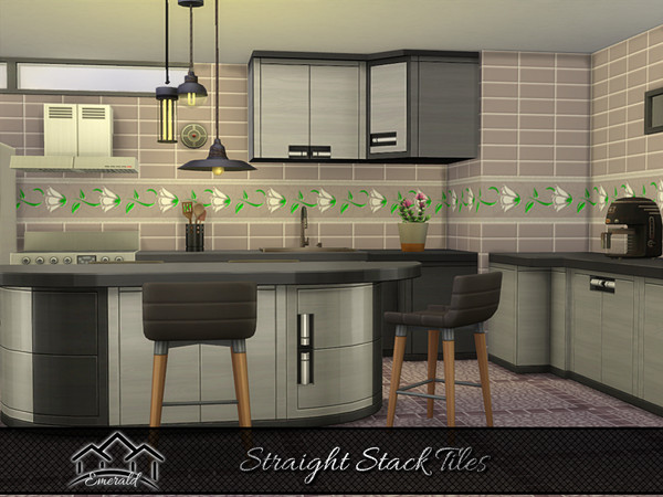 Sims 4 — Straight Stack Tiles 5 by Emerald — Enhance your home with high quality stacked tiles to create a stylish look.