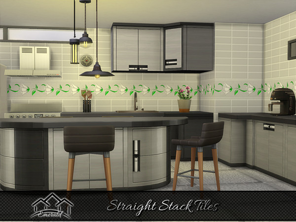 Sims 4 — Straight Stack Tiles 6 by Emerald — Enhance your home with high quality stacked tiles to create a stylish look.