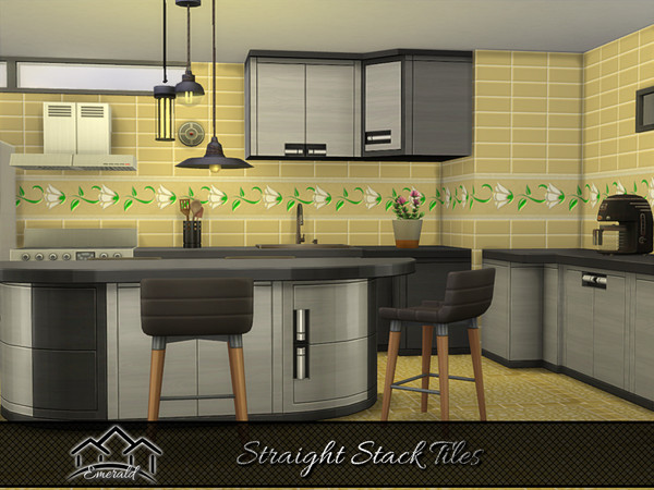 Sims 4 — Straight Stack Tiles 7 by Emerald — Enhance your home with high quality stacked tiles to create a stylish look.