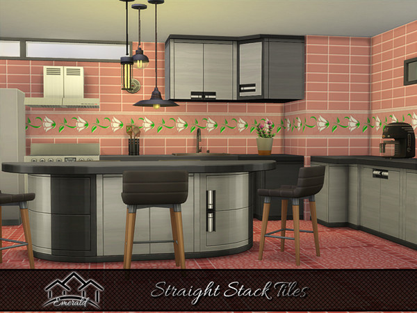 Sims 4 — Straight Stack Tiles 8 by Emerald — Enhance your home with high quality stacked tiles to create a stylish look.