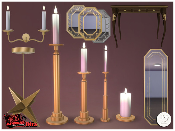 Sims 4 — HexAppeal Dita 2 set by jomsims — Bring a touch of sensual glamour to your Sims interiors with the HexAppeal