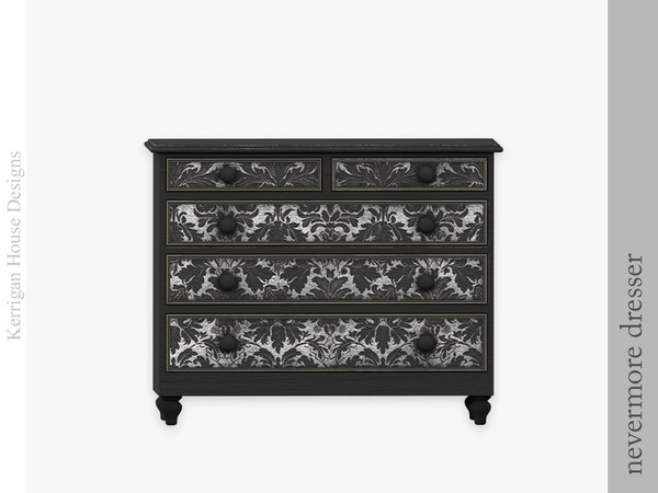 Sims 4 — Nevermore Dresser by kerriganhouse — Antique and vintage, a dark, elegant set inspired by the macabre writings