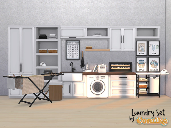 Sims 4 — Comiko Laundry Set Part 2 by Comiko — Part 2 - Laundry Set is base game compatible and consist of 7 items -